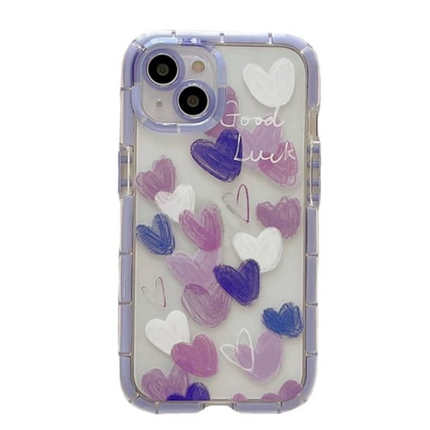 Para IPhone 11 13 12 Pro Max Luminoso Cojín De Aire Amor Rosa Púrpura TPU Suave Caso Del Teléfono Transparente Antiarañazos A Prueba De Caídas Cubierta Protectora Para XR