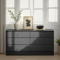 thumbnail image 4 of Prepac Astrid 6 Drawer Wooden Double Dresser, 15.5" x 47.5" x 26.85", Black, 4 of 13
