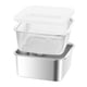 thumbnail image 1 of Recipiente de acero inoxidable para almacenar alimentos con colador, recipiente para preparar comidas, transparente 2500 ml, 1 of 9