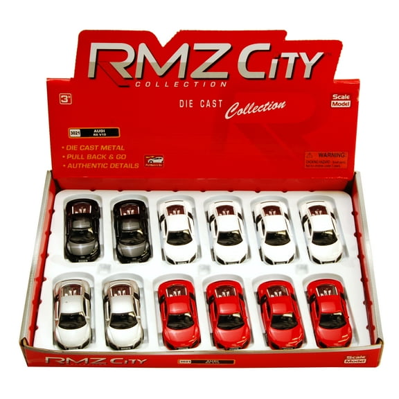 Audi R8 Diecast Car Package - Box of 12 1/64 Scale Diecast Model Cars, Assorted Colors