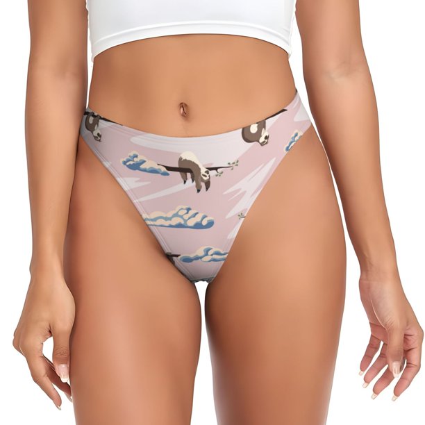 Fotbe Cloud Sloth Tanga Sin Costuras para Mujer con Estampado – Panties Invisibles, Transpirables y Cómodos para Uso Diario-4X-Large