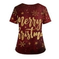 thumbnail image 4 of Women's Christmas Scrub Top V Neck Cute Christmas Printed Scrub Tops Christmas Medical Uniform Top and Scrub Shirt for Women, 4 of 5