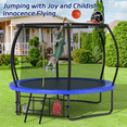 thumbnail image 3 of UIOWIO 10 ft Recreational Trampoline for Kids and Adults Outdoor Trampoline with Basketball Hoop Toddler Backyard Trampoline with Ladder,Enclosure Net,Storage Bag,Blue, 3 of 10