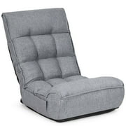 Gymax 4-Position Floor Chair Folding Lazy Sofa w/Adjustable Backrest & Headrest Black