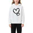 thumbnail image 4 of Otqutp Toddler Girls 2 Piece Outfit Heart Print Long Sleeve Hooded Sweatshirt Solid Straight Leg Pants Fall Clothes for Kids Teens, 4 of 5