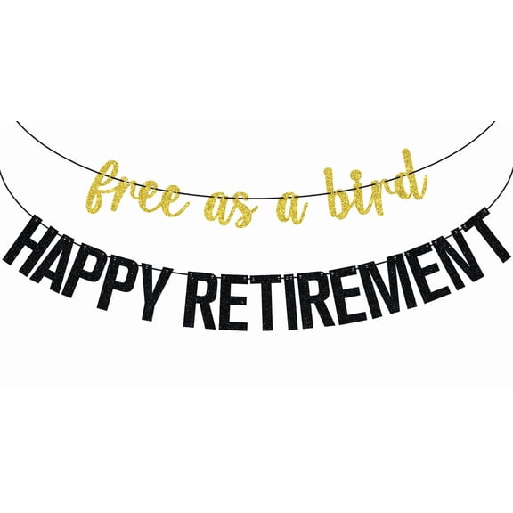 Gold Glitter Free As A Bird Happy Retirement Banner, I'm Retired/Who Said You Could Leave, Retirement Farewell Party Decorations Supplies