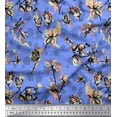thumbnail image 1 of Soimoi Blue Cotton Duck Fabric Dragonfly,Floral & Texture Printed Fabric 1 Yard 56 Inch Wide, 1 of 1