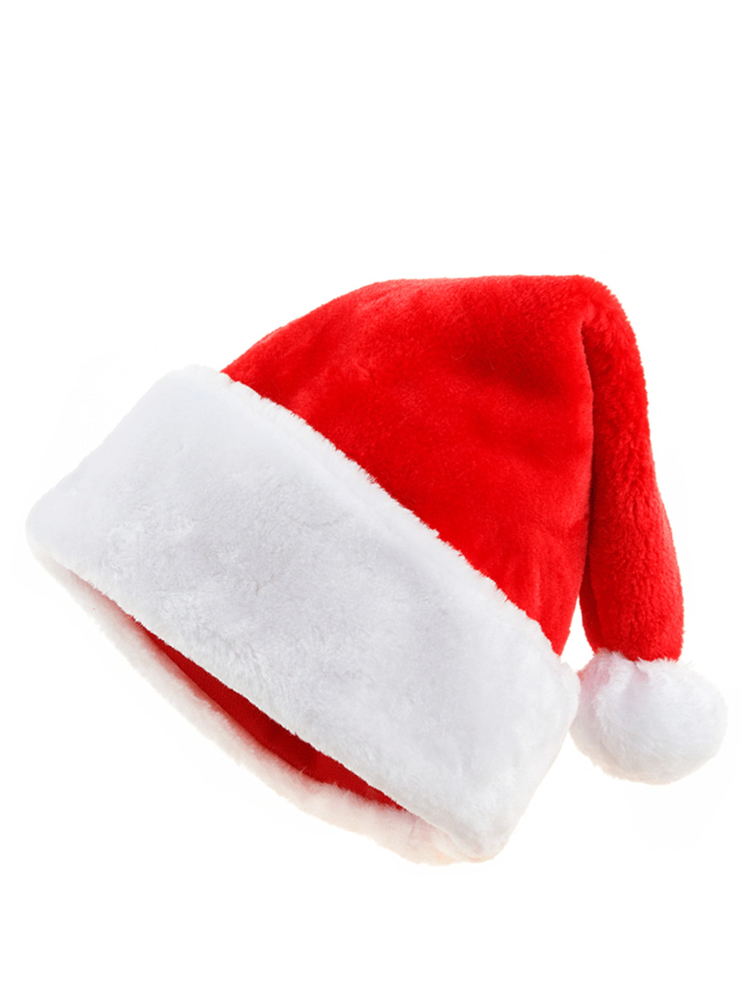 Extra Thicken Red and White Plush Santa Hat-Christmas Classic Hat for Adult & Child Red & White 