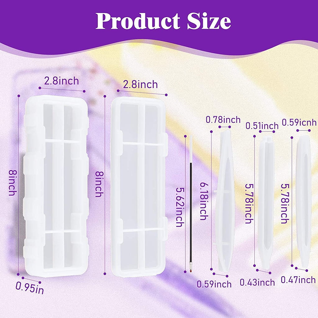 WINDLAND Pen Molds for Resin Casting, Cylinder Shape Silicone Epoxy Mold Black Ballpoint Refill for DIY Pen Crafts 3 Styles