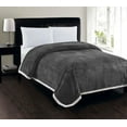 thumbnail image 3 of Plazatex Soft Plush Corduroy Sherpa Lined Oversized All Season Comfort for Bedroom or Lounging Blankets - Queen 90x90", Black, 3 of 19