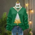 thumbnail image 4 of Wensltd Sweatshirt for Women Loose Fit Crew Neck Christmas Tree Print Black Long Sleeve Hoodless Blouse Holiday Red, 4 of 5