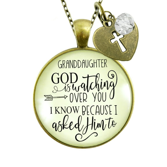 Granddaughter Necklace God Watching Grandparent Gutsy Goodness Adult Female Bronze Metal Jewelry