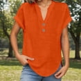 thumbnail image 2 of Womens Spring Short Sleeve T Shirts Fashion Tees V-Neck Summer Solid Color Loose Fit Tops, 2 of 5