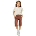 thumbnail image 5 of KAUOD Girl's Summer Capris Casual Cotton Linen Tapered High Waist Drawstring Knee Length Loose Trouser with Pockets Clothes, 5 of 9