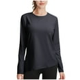 thumbnail image 2 of Agkizg Womens Fall Clothing Plus Size Womens Tops Long Sleeve Blouses Solid Color Crew Neck Long Sleeve Quickly Dry Yoga Active Top for Fall Workout Casual Wear S, 2 of 4