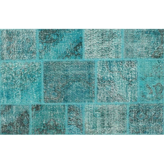 Ahgly Company Machine Washable Indoor Rectangle Contemporary Teal Green Area Rugs, 2' x 4'