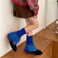 thumbnail image 5 of Komoo Women Faux Fur Leg Warmers 80s 90s Kawaii Knit Patchwork Fluffy Leg Warmers Furry Boot Covers, 5 of 8