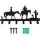 thumbnail image 1 of Perchero de pared de hierro con 6 ganchos, estilo vaquero del oeste, para bolsos, ropa, llaves, bufandas, pequeño estante decorativo de 19 x 40 cm., 1 of 6