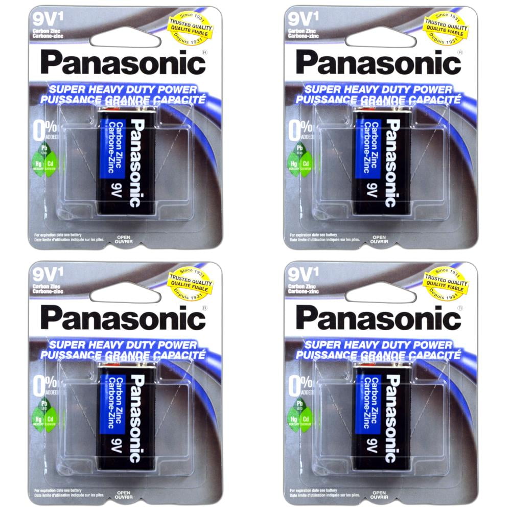 4 Pack Size 9V Panasonic Batteries Super Heavy Duty Power Zinc Carbon 9 volt Battery