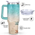 thumbnail image 3 of 40oz Cute Ocean Life Turtle Stainless Steel Flip Straw Tumbler Spill Proof Travel Cup Double Wall Vacuum Insulated Coffee Mug with Top Handle, 3 of 6