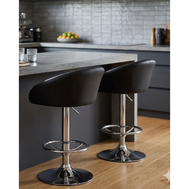 Set 2 Bancos Giratorio EKE LIFE HOME Respaldo Cocina negro