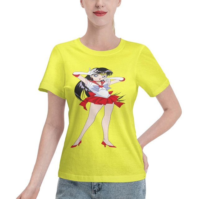 T-Shirt Basique à Manches Courtes pour Femmes Sailor Moon Rei Hono