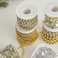 thumbnail image 4 of New Christmas beaded chain gold Christmas tree dress up electroplated beads DIY material ornaments Christmas scene layout gold fishing line round, 4 of 5