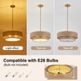thumbnail image 6 of Gold Woven Rattan Linen Semi Flush Mount Ceiling Light Modern Boho Drum Lamp for Bedroom Kitchen Dining Room Living Room Hallway Entryway Farmhouse Chandelier, 6 of 9
