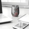 thumbnail image 3 of 12oz Stemless Wine Tumblers Pioneer Flower Floral Print Pattern Vacuum Insulated Stainless Steel Travel Tumbler Cups Mug with Lid and Straw for Champaign,Cocktail,Beer with Cleaning Brush, 3 of 5