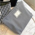 thumbnail image 4 of HELIAHOO Makeup Bag, White Black Grid Pattern Makeup Pouch, Large Capacity Spacious Storage Cute Plaid Cosmetics Pouch Portable Delicate Cosmetic Storage Case for Travel Daily Life CJ912-72646, 4 of 9