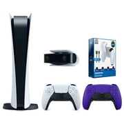 Sony Playstation 5 Digital Edition Console with Extra Purple Controller, 1080p HD Camera and Surge PowerPack Battery Pack & Charge Cable Bundle