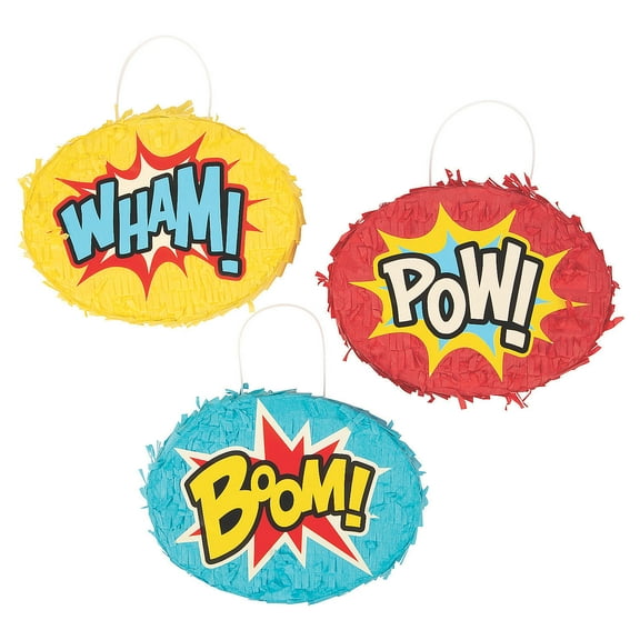 Comic Superhero Mini Pinatas - Party Decor - 6 Pieces