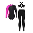 thumbnail image 4 of iiniim Gymnastics Dance Unitards for Girls Tumbling Ballet Leotards Biketards 3Pcs Activewear Rose 8, 4 of 6