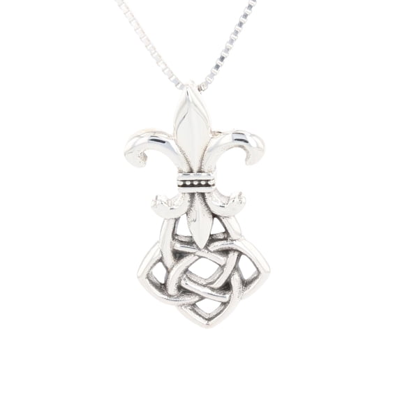 Jewelry Trends Sterling Silver Celtic Fleur De Lis Pendant Necklace 18"