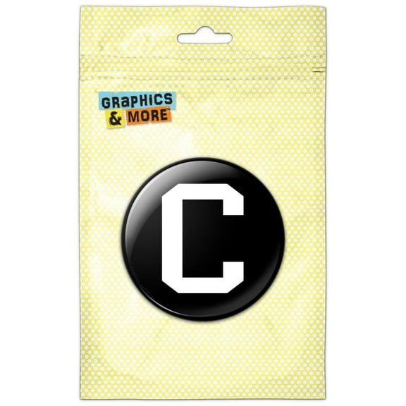Letter C Initial Black White Pinback Button Pin Badge