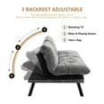 thumbnail image 6 of 72" Convertible Sofa Bed, Loveseat Sleeper Sofa with 3 Position Adjustable Backrest, Chenille Futon Bed with Metal Legs, Lounge Couch for Living Room, Apartment, Studio, Guest Room, Black, 6 of 9