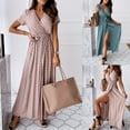 thumbnail image 1 of mtvxesu Robes pour Femmes, Robe à Manches Courtes à Col en V Imprimé Bohème Polka, Jupe Longue, Mini Robes, 1 of 9