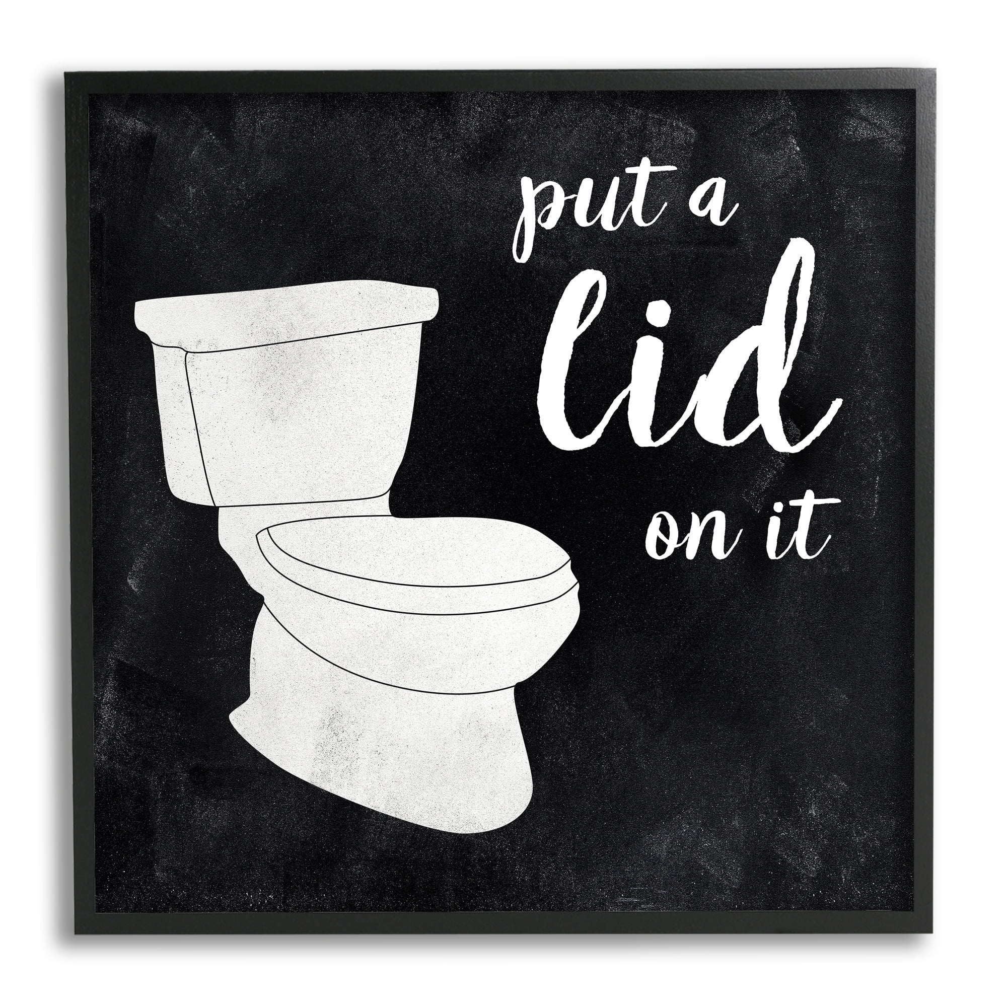 Stupell Industries Put Lid On It Humorous Bathroom Toilet Phrase Graphic Art Black Framed Art Print Wall Art, Design by CAD Designs