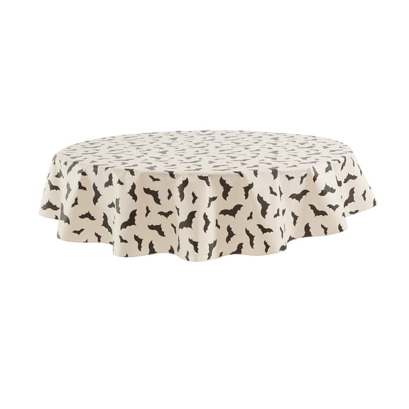 Way To Celebrate Halloween PEVA Tablecloth Indoor & Outdoor Table 70" Round - Bat Toss