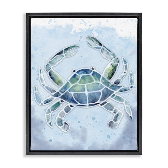 Stupell Industries Bohemian Stained Glass Crab Black Floating Frame Canvas Art, 17 x 21, by Patti Bishop