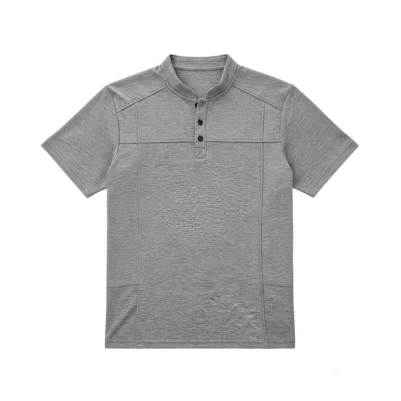 ZHOGXU Classic Relaxed Fit Short Sleeve Crew Neck Button Front Men's T Shirts Casual Top Outdoor Activities