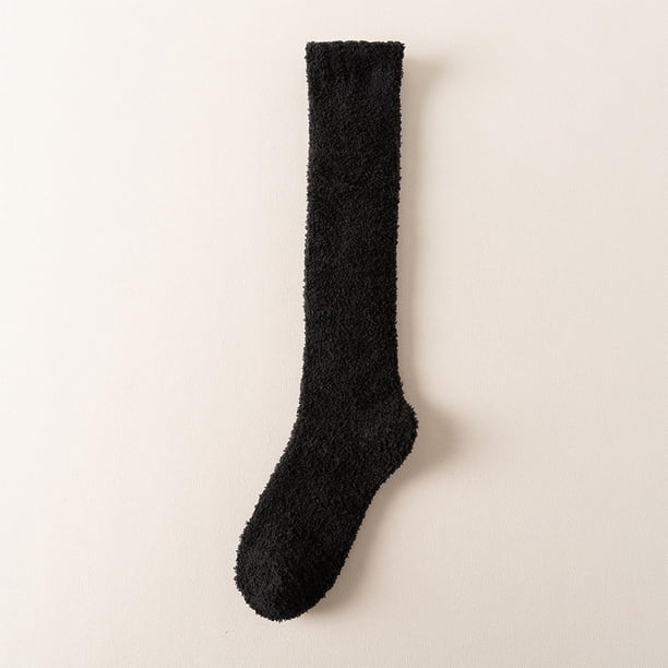 Calcetines de mujer con caña sólida, gruesos, para dormir en casa, cálidos, de dacrón