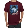 thumbnail image 2 of Wild Bobby, Amrican Flag Patriotic Wolf Dreaming Animal Lover Men's Graphic T-Shirt, Maroon, 4XL, 2 of 6
