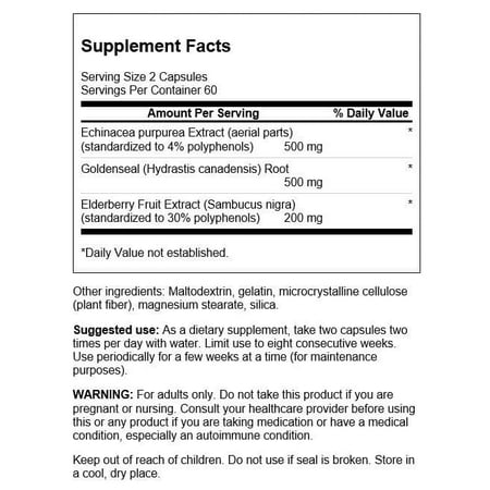 Swanson Elderberry Echinacea Goldenseal Complex 120 Capsules