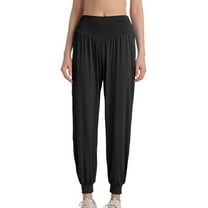 SWSMCLT Women's Harem Yoga Pants Long High Waisted Stretch Trousers Sweatpants Gym Casual Petite Jogging Black 4-6