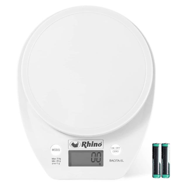 Báscula Electrónica de Cocina con Tazón, Rhino, BACITA-5B Rhino Outdoors BACITA-5BL