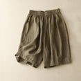thumbnail image 2 of pstuiky Summer Dresses , Women Summer Cotton and Linen Shorts Solid Color Button Shorts with Pockets Leisure Khaki L, 2 of 6