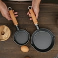 thumbnail image 6 of 6" Mini Frying Pan, Single Egg Pan Nonestick Serve Eggs Round Omelet Individual Skillet with Long Wood Handle Small Tiny Pans for Home Kitchen Cookware Utensil for Pancake Stove Gas Induction Hob, 6 of 7