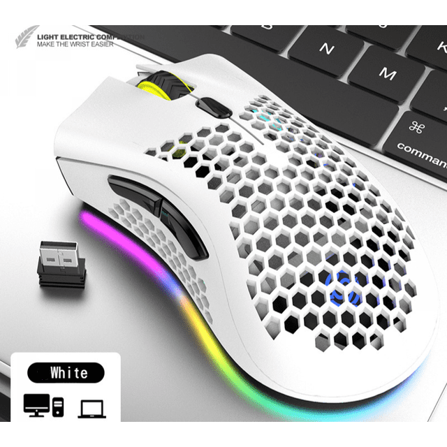 Viper bm600 lightweight hollow hole charging wireless mouse game glowing RGB computer White
