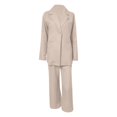 thumbnail image 4 of GILIGEGE Two Piece Sets for Women Women's Autumn Winter Solid Color with Pocket V Neck Loose Casual Long Sleeved Pants Suit Set Beige M, 4 of 4